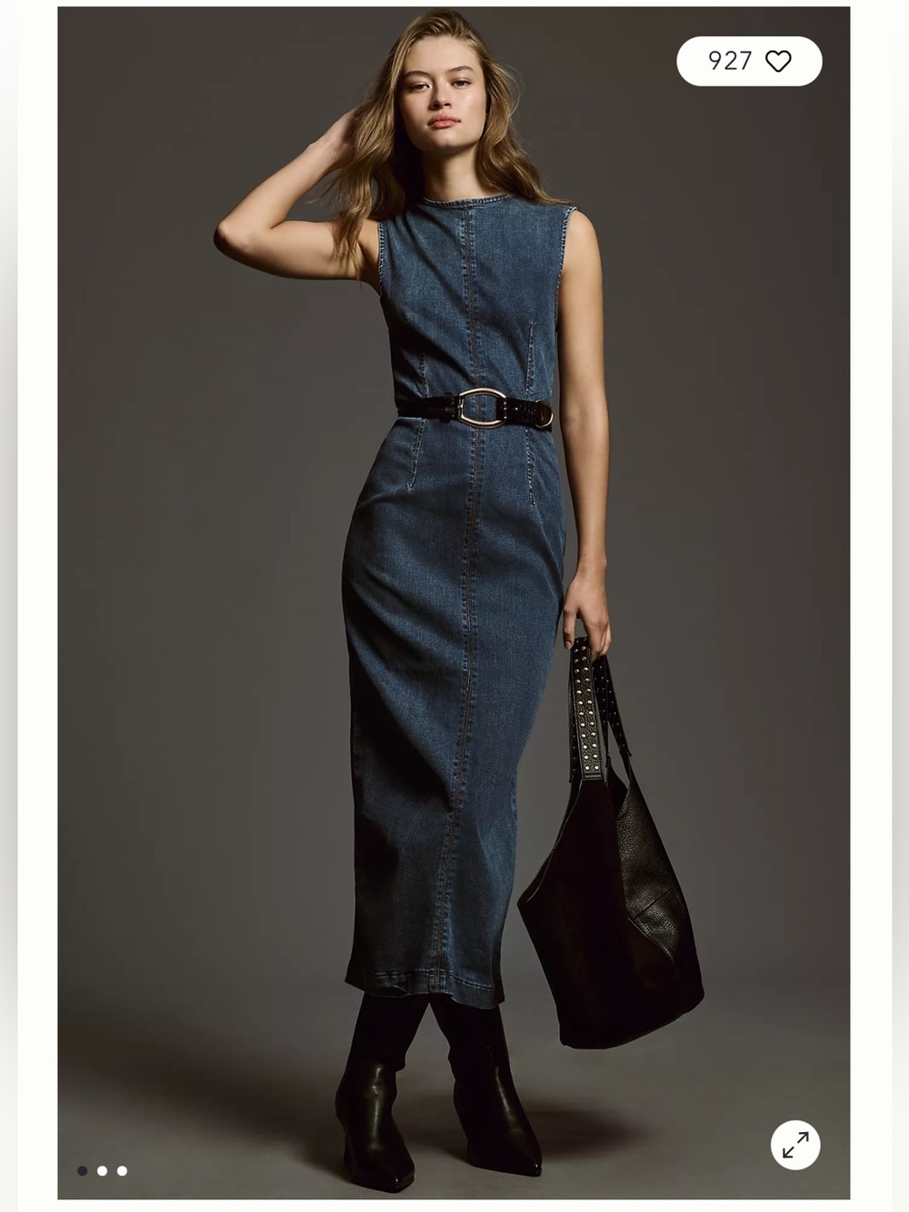 Reformation Kendi Sleeveless Denim Midi Dress-size 4